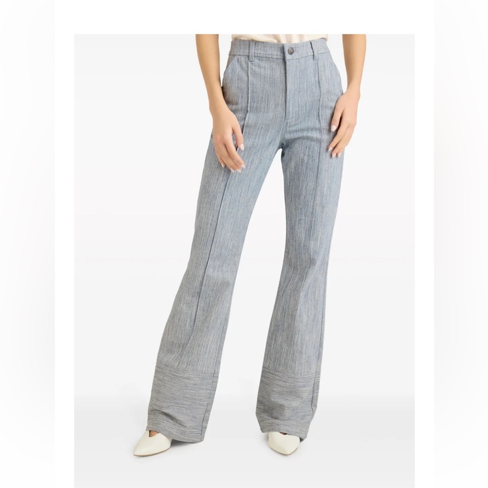 Cinq à Sept Evelyn Pintucked Flare Leg Denim Pants Womens Sz 2 NWOT